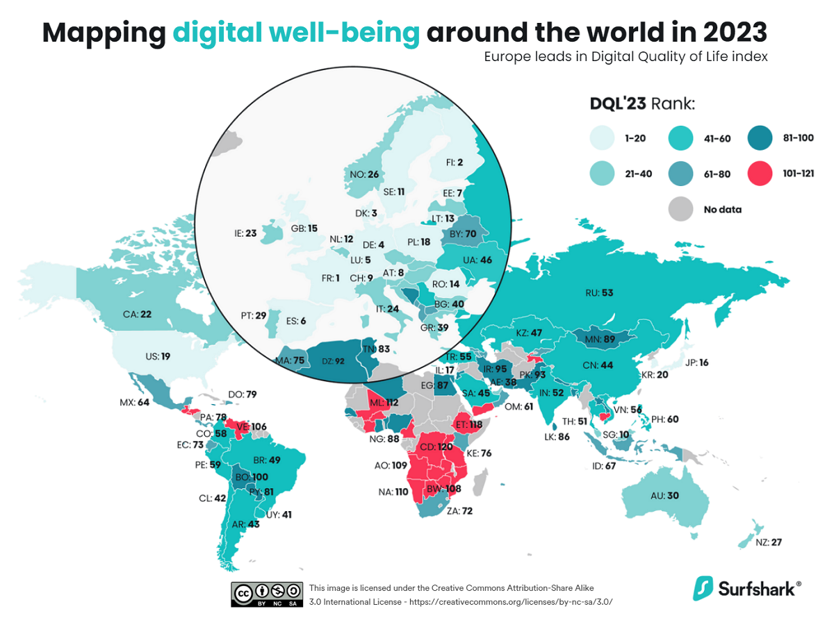 Die Grafik zeigt, welche Länder am besten darin sind, zugängliches und erschwingliches Internet und digitale Dienste bereitzustellen.